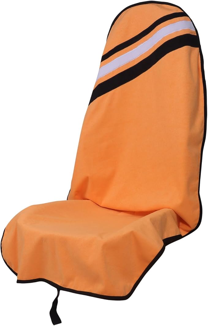 Sweat Towel Car Seat Cover Protector Front Seats for Gym Workout, Running, Swimming, Beach and Hiking, Waterproof Universal Seat Cover for Car, Trucks, Van & SUV (1, FSH-Orange/Black/White, Front) by Unknown