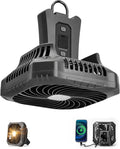 Odoland Portable Camping Fan with LED Lantern, 40H Rechargeable Battery Fan | Quiet Tent Fan with Hanging Hook for RV Car Beach Outdoor Hurricane Emergency Outages, 4-Speed Wind & 3-Color Light, Black by Odoland