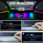 Ambient Lighting Car Led Lights Interior,43.3’’ USB Powered Acrylic Neon Flexible Strip Fiber Optic LED Ambient Lighting Kits with Remote APP, RGB Music Lights Sync for Inside car Dashboard - Image 7