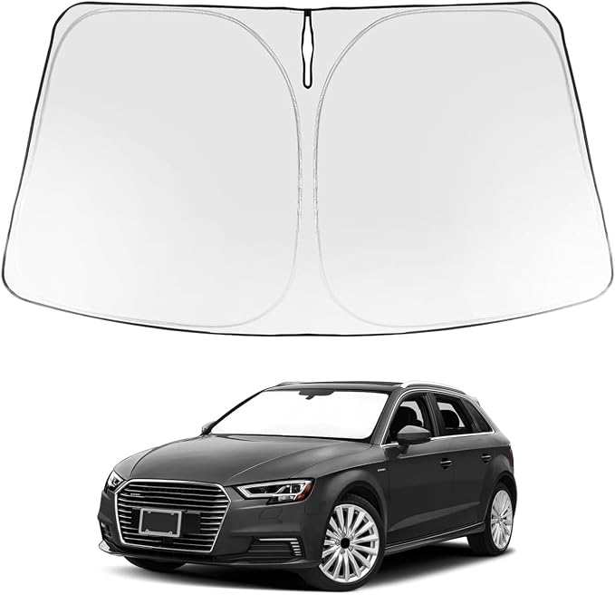 Proadsy Custom Fit 2014-2020 Audi A3 Windshield Sun Shade, Blocks Heat | 240T Heat Shield, Drops Temp 54°F, Blocks 99% UV, Prevents Dashboard Cracking, Summer Parking & Beach Trips, Easy Twist-Fold by Proadsy