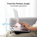 HUANUO Lap Desk with 8 Adjustable Angles – Up to 15.6" Laptop, Pink | Dual-cushion base, carry handle, 30% thicker for durability, wider anti-slip ledge, for home office, sofa, bed, car - Image 2