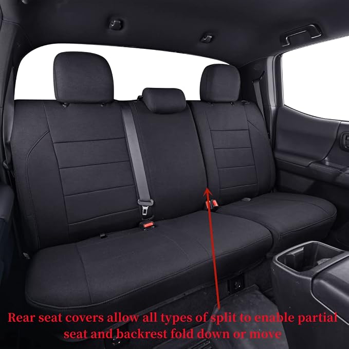 2nd Gen Tacoma Seat Covers Custom Fit for 2012-2015 Toyota Tacoma Double Cab/Crew Cab (TRD Sport Seats),Fully Covered Polyester Truck Seat Protector-Full Set(Black) - Image 5