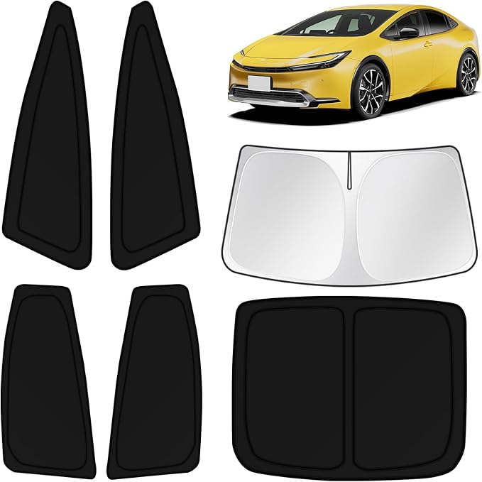 KUST Car Window Shades for Toyota Prius 2023 2024 2025 2026 Windshield Sun Shade Side Window Cover UV Block Privacy Protection Accessories for Camping Blackout Rear Back Full Set 6PCS by KUST