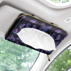 Biyejit 2 Pack Car Tissue Holder, Purple Butterfly Car Decorative Hanging Napkin Case, PU Leather Tissue Box for Car Sun Visor, Backseat - Image 2
