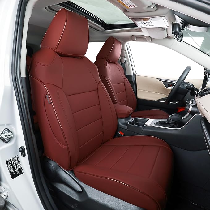 EKR Corolla Seat Cover Custom Fit for Toyota Corolla 2023 2024 2025 2026 Hybird SE&2023 2024 Hybird Nightshade, Leather Car Seat Cover Full Set-Faux Leather(Burgundy) by EKR