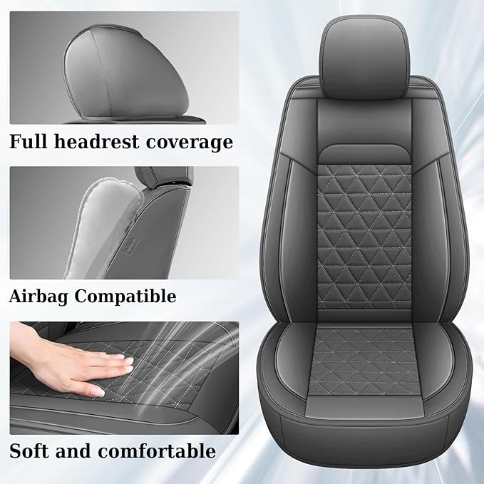 Coverado Ram Seat Cover, Waterproof Dooge Ram 1500 Seat Cover Compatible with 2002-2026 RAM 1500 2500 3500 with Curved Bench, Ram 1500 Accessories (Front, Dark Gray) - Image 3