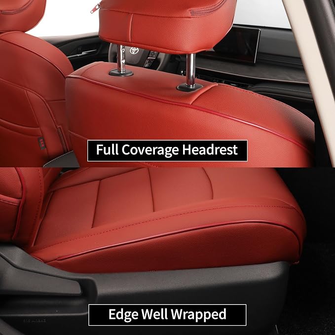 EKR Car Seat Covers for Toyota Camry 2018-2024 (Gas),Full Set | Custom Fit for Toyota Camry L/LE/SE 2018-2024 & SE Nightshade 2020-2024,Factory-Style Upgrade-Faux Leather(Burgundy) - Image 2