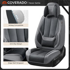 Coverado Car Seat Covers, Seat Covers for Cars, Waterproof Leather Auto Seat Protectors, Leather Car Seat Cushion, Car Interiors Accessories Universal Fit for Most Cars - Image 7