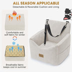JOEJOY Dog Car Seats for Small Medium Dogs Under 35lbs, Dog Booster Seat with Detachable Washable Cover and Cushion, Memory Foam Pet Car Seat with Safety Belt and Storage Pockets (BGE) - Image 3