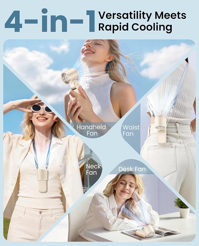 DIGIX Portable Handheld Turbo Fan with Ice Cooling, Rechargeable Personal Fan, Up to 15Hrs Cooling, 100 Speeds 25000RPM Powerful Portable Fan for Travel Outdoor,120° Adjustable, LED Display (White) - Image 4