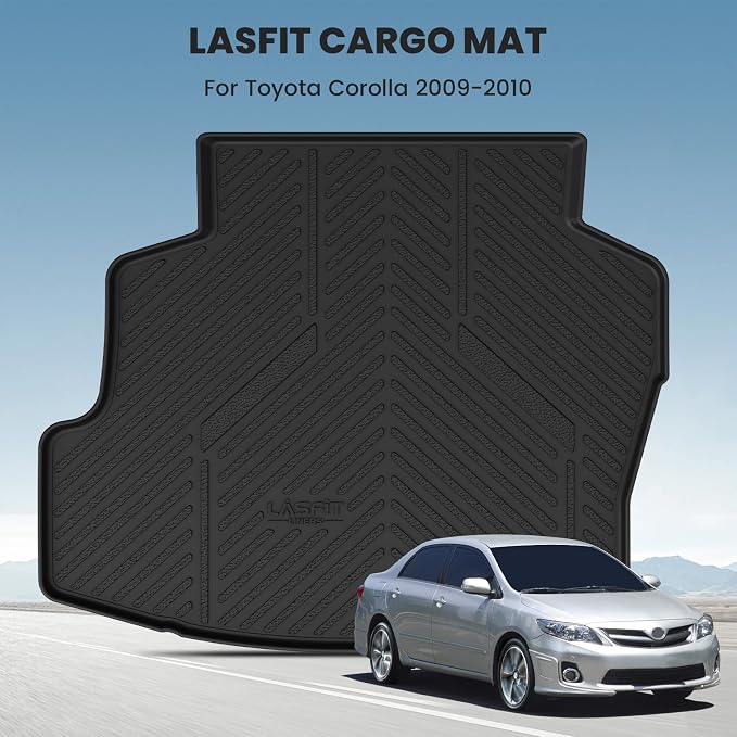 LASFIT Cargo Mat for Toyota Corolla 2009-2010, Black | 3D Custom Fit TPE All Weather Trunk Mat, Full Coverage Secure-Fit Cargo Liner, Easy to Wash - Image 2