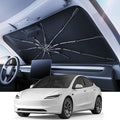 REEVAA Windshield Sun Shade Umbrella for Tesla Model 3 2017-2026, Z04 | Stay Cool in Summer, 6-Layer Heat Defense Blocks Sun & Heat, Precision Fit for Tesla Model 3, Durable 27-Rib Frame by REEVAA