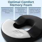 5 STARS UNITED Donut Pillow for Tailbone Pain & Hemorrhoids – Large Orthopedic Memory Foam Seat Cushion for Pressure Relief – Prostate, Postpartum, Pregnancy, Bed Sore, Premium Black Suede - Image 5