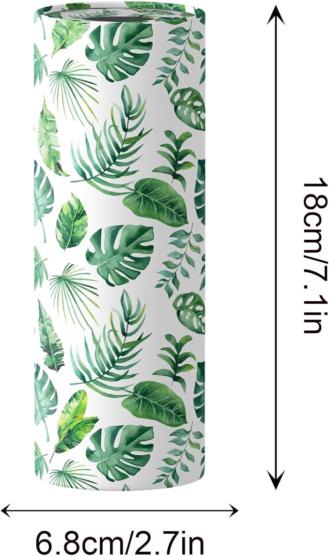 Car Tissue Holder with Facial Tissues, Botanical Leaf Print, Cylindrical Design,4Pack - Image 2