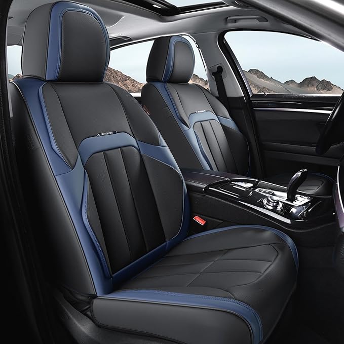 Coverado Nappa Leather Car Seat Covers Front Set, Luxury Waterproof Seat Protectors, Airbag Compatible Anti‑Slip Auto Seat Covers, Universal Fit for Most Cars SUVs Trucks Pickup Vehicles by COVERADOAUTO
