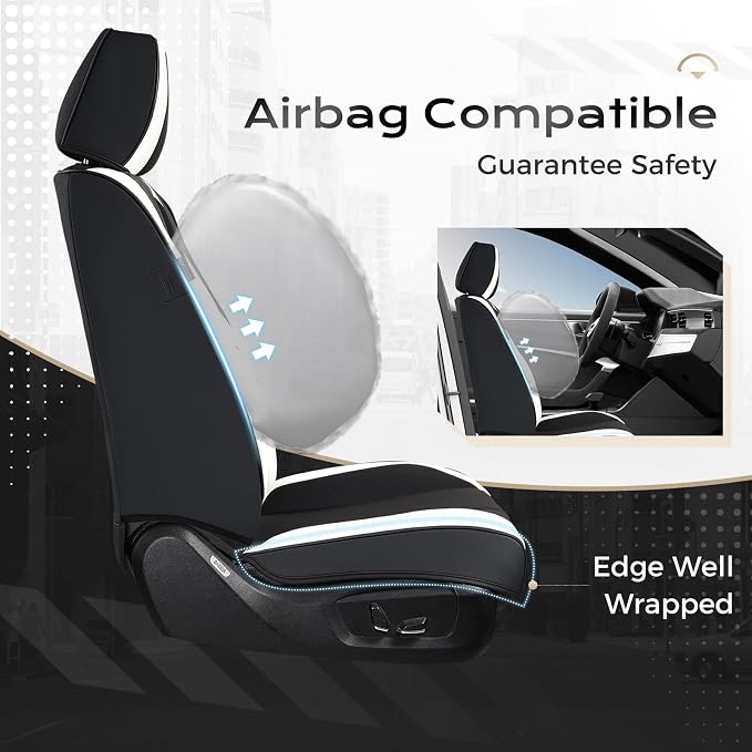 Coverado Car Seat Covers, Seat Covers for Cars, Waterproof Leather Auto Seat Protectors, Leather Car Seat Cushion, Car Interiors Accessories Universal Fit for Most Cars - Image 4