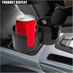 Car Double Cup Holder Extender, 2-in-1 Car Cup Holder Adapter with Adjustable Base, Universal Multifunctional Cup Holder Organizer for Beverage, Snack, Cup, Bottle Storage (Black) - Image 6