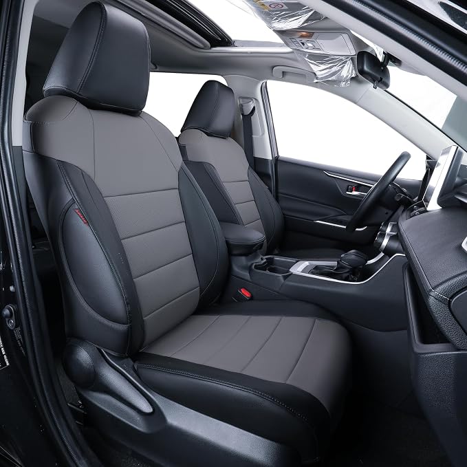 Faux Leather Seat Covers for 2022-2026 Toyota Corolla Cross,Non-Hybrid | Full Set Suv Seat Cushion for Corolla Cross L/XLE/LE,Luxury Waterproof Car Seat Protector,Factory Look,Black/Gray by Coverdream