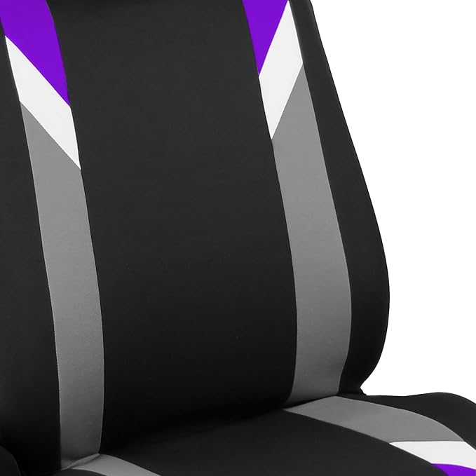FH Group Premium Modernistic Flat Cloth Car Seat Covers – Universal Fit, Washable Seat Covers for SUV Sedan Van, Purple, Full Set - Image 3