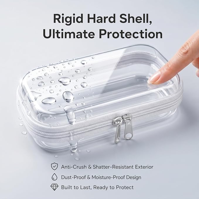 4 Pack Clear Hard Shell Zipper Case, Small Diaper Bag Organizer Pouches, Heavy Duty Crush-Proof Clear Zipper Pouches for Purse & Tote, Travel Makeup Bag for Toiletries, Electronics, Toys - Image 3