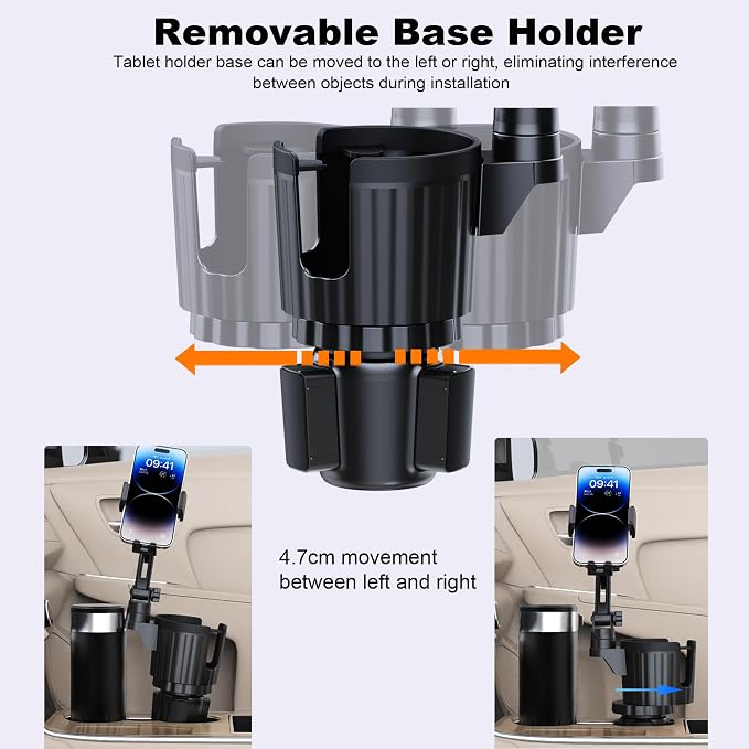 Cup Holder Phone Mount, 2 in 1 Universal Cup Holder Expander with Long Arm 360°Rotation Cup Phone Holder for Car Fits All 4-7” iPhone Galaxy Smartphones and Most Truck Bottles - Image 5