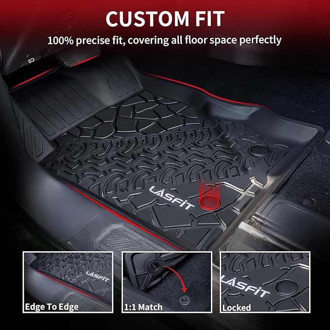 LASFIT Floor Mats for Ford Bronco Sport 2021-2025 2026 with a Carpet Floor | Custom Fit TPE All Weather Full Coverage Protector, 2 Rows Floor Liner for Bronco 2-Door, Durable Easy Clean Anti-Slip - Image 3