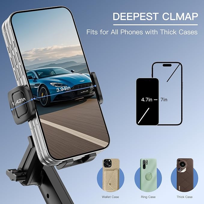 Cup Phone Mount for Car, Cup Phone Holder [2026 Upgraded] 20.5" Height Long Arm Phone Mount for Your Car/Truck/SUV Fit All 4.0-7.0in Smartphones iPhone, No Shake Design - Image 3