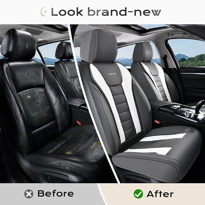 Coverado Car Seat Covers, Front Covers for Cars, Car Seat Cover Front Seats, Automotive Seat Cover, Waterproof, Leather Car Seat Cushion, Universal Interior Covers Seat Protectors for Most Cars - Image 5