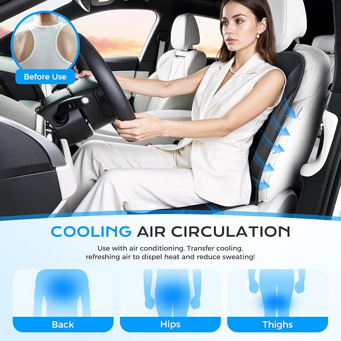 Coverado Cooling Car Seat Cover,Ventilated Car Seat Cushion with 8 Fans, Cooled Seat Cover for Car SUV Truck Universal Fit, Fashion Black - Image 2