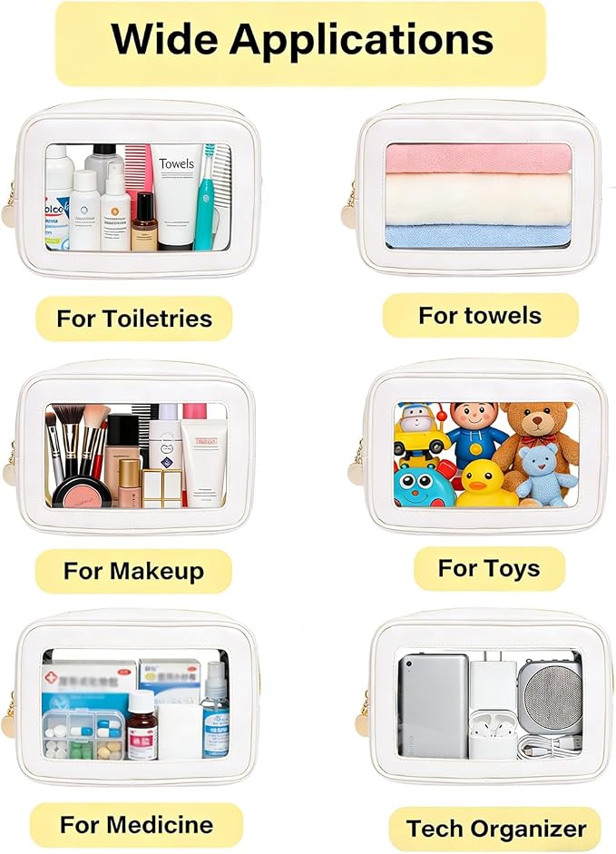 Clear Makeup Bags, 3 Pack Clear Cosmetic Bag Set Makeup Organizer with Zipper TSA Approved Travel Toiletry Bag for Carry-on & Checked Luggage Water Resistant Car Storage Organizer Women - Image 5