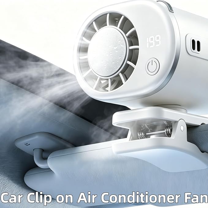 Car Clip On Air Conditioner Fan with LED Display, 2026 New Portable Air Conditioners for Car, 360° Rotation Adjustable Mini Cooling System, Hands-Free Clip on fan for Auto Vehicle - Image 6