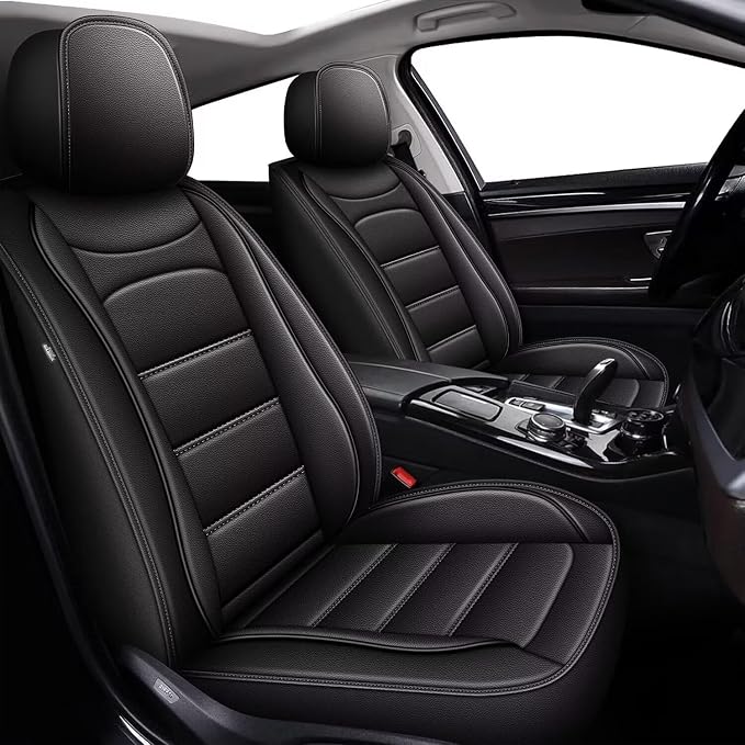 IKABEVEM Car Seat Covers Full Set Fit for Infiniti QX30 2017-2019: 5 Seats Auto Interior Accessories, Faux Leather Waterproof Seat Cushions Vehical Cover (Black) by IKABEVEM