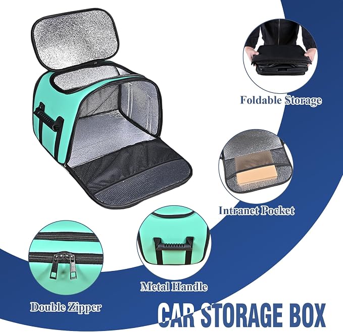 Foldable Car Insulated Storage Box, Portable Thermal Cooler Bag with Double Zipper & Sturdy Handle, Multi‑Purpose Car Seat Trunk Organizer for Drinks Snacks, Outdoor Picnic Camping Road Trips - Image 7