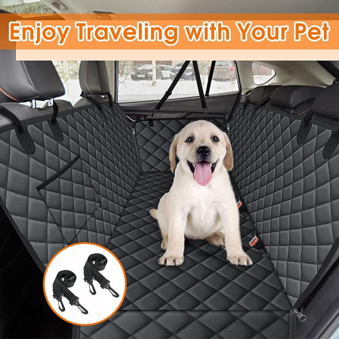 NECKORY Waterproof Dog Car Seat Cover for Back Seat, Pet Hammock- L, Black | Durable waterproof hammock with nonslip design & storage pockets. Protects seats from scratches, fits cars, SUVs & trucks. - Image 7