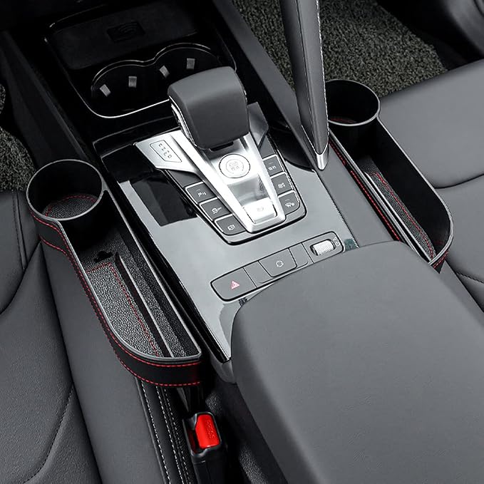 Car Seat Gap Filler Organizer Between Front seat car Organizer and Storage Box, Auto Premium PU Leather Console with Cup Holder, Car Pocket for Interior Essentials (for Driver Side) - Image 5