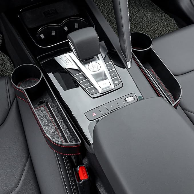Car Seat Gap Filler Organizer Between Front seat car Organizer and Storage Box, Auto Premium PU Leather Console with Cup Holder, Car Pocket for Interior Essentials (for Passenger Side) - Image 5