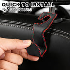 Car Seat Hooks for Purses and Bags, 2 Pack Car Purse Holder for Grocery Bag Handbag Clothes, Metal Headrest Hooks Covered by Leather, Black Red - Image 5