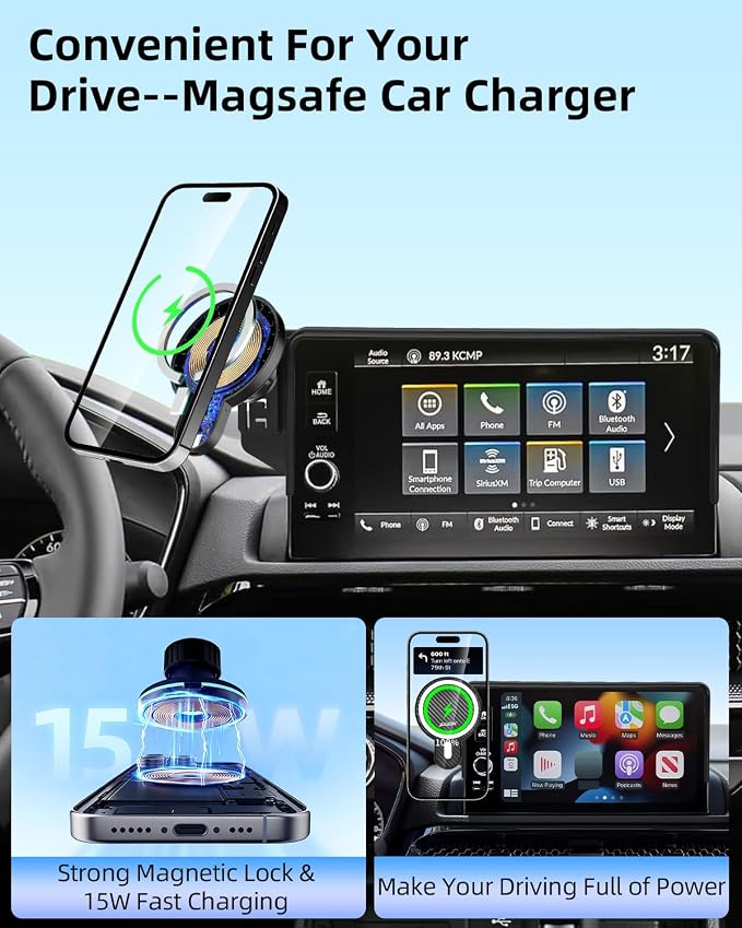 PZK Car Phone Holder for 2020-2026 Toyota Highlander 12.3-inch Screen Only | Magnetic 15W Fast Wireless Charger Phone Mount for Highlander Lmited/Platinum Accessories 360° Rotaion (Not Fit 8-Inch) - Image 4