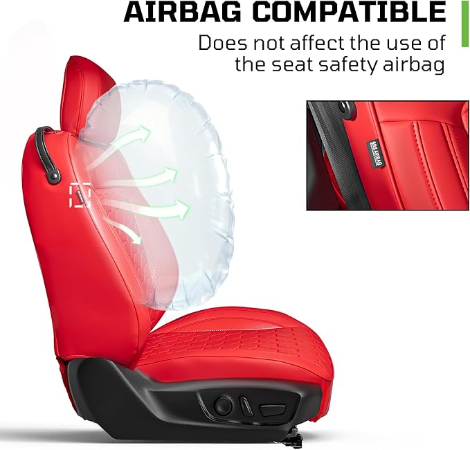 Custom Leather Car Seat Covers for Ford Mustang 2015-2023 Coupe, Red | Full Coverage Waterproof Car Seat Protector,Front & Rear Full Set,Split Backrest Compatible,Wear-Resistant,Airbag Compatible - Image 2