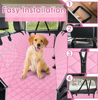 Waterproof Dog Car Seat Cover for Back Seat, Pet Hammock- L, Pink/Grey | Durable waterproof hammock with nonslip design & storage pockets. Protects seats from scratches, fits cars, SUVs & trucks. - Image 5