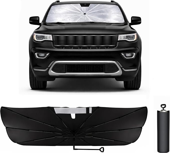Car Windshield Sun Shade Umbrella for Jeep Grand Cherokee 2011-2021 | 2026 Upgraded,Custom-Fit Umbrella Sunshade,Easy Install,UV Protection & Heat Reflective,Keep Interior Cooler with Storage Bag by Unknown