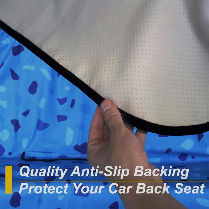 Back Seat Cover for Car Trucks Van SUV Jeep,Waterproof Rear Bench Towel Seat Covers for Dogs and Kids,Automotive Backseat Protector (Blue Marbling) - Image 5