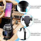 Car Cup Holder Phone Mount, 2 in 1 360° Rotation Long Arm Vehicle Cup Cell Phone Holder Expander with Adjustable Base, Automotive Drink Bottles Smartphones Stand, Universal Fit (Black) - Image 3