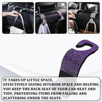 Bling Car Seat Headrest Hooks Purple Car Accessories for Women Crystal Rhinestone Auto Seat Back Hanger Storage Organizer for Purse Handbag Coat, Universal Purse Hook for SUV Truck（4PCS Purple） - Image 5