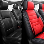 MINGBRON Front Car Seat Covers, Leather Car Seat Covers, Fit for Most Cars SUV and Most Sedan Red - Image 2