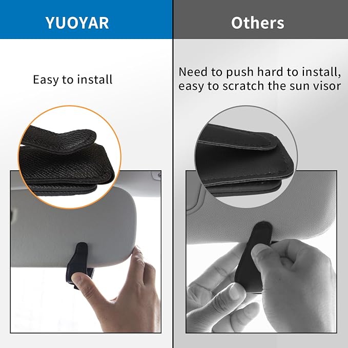 Yuoyar 2 Packs Magnetic Sunglass Holder for Car Visor (4Pcs Black) | Magnetic Interior Car Accessories - Image 3