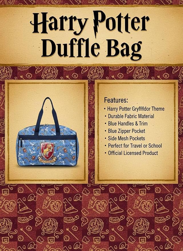 Harry Potter Gryffindor Kids Duffle Bag 16.5" – Travel & Sports Bag with Zipper Pocket, Mesh Sides & Strap - Image 7