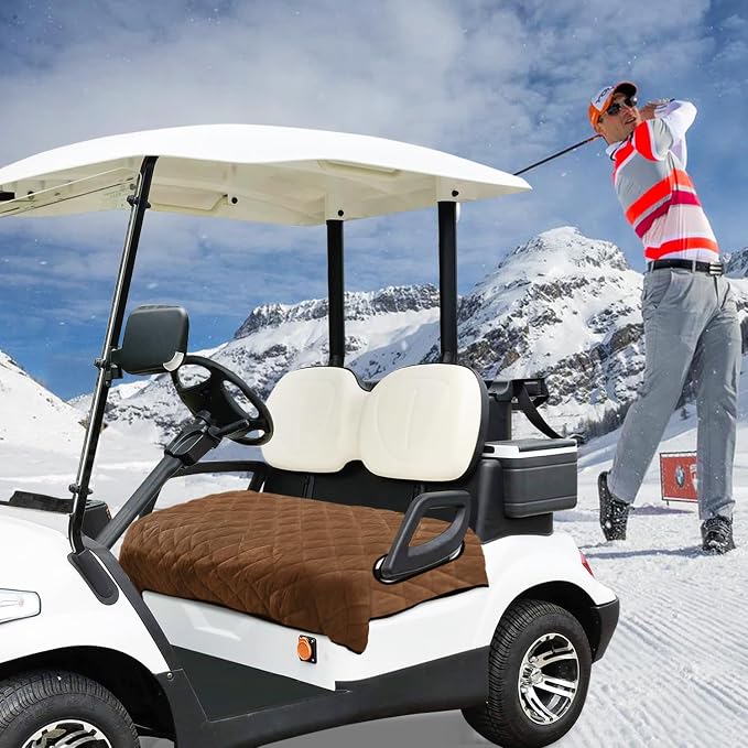 YOKYHOM Golf Cart Seat Covers, Thickened Short Plush Seat Towel Blanket with Non-Slip Backing, Soft & Heavy Duty, Fits Most 2 & 4 Passenger EZGO Yamaha Club Car, 51"x30.5", Dark Brown - Image 6