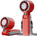 SHEWIND Portable Handheld Fan with Ice Cooling - 5 Gear High Speed Turbo Personal Fan Rechargeable, Up to 11 Hrs, Mini Hand Fans for Travel Essentials, Beach Vacation, Gifts for Women, Men (Red) by SHEWIND