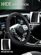 LRITER Car Steering Wheel Cover, Non-Slip Silicone Material, Multiple Color Choices, Universal Auto Parts Steering Wheel Cover, Suitable for Most Cars (Black) | Multiple Color Choices, Universal Auto Parts Steering Wheel Cover, Suitable for Most Cars - Image 6